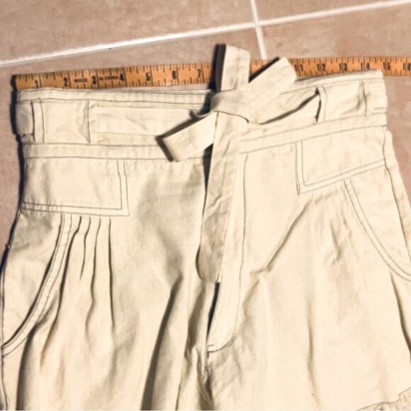 NWOT Free people one Penny high waist tie cream ivory long Raw Hem shorts 6 - Picture 11 of 14